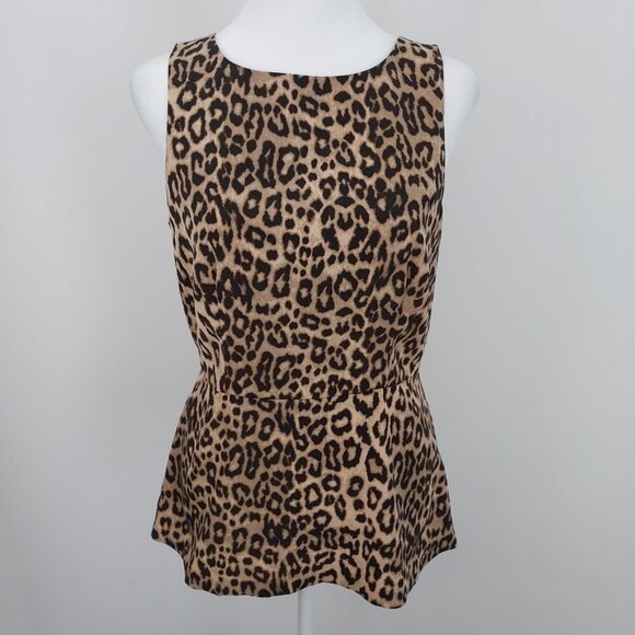 Banana Republic Sleeveless Leopard Print Peplum Top NWOT - Picture 1 of 8
